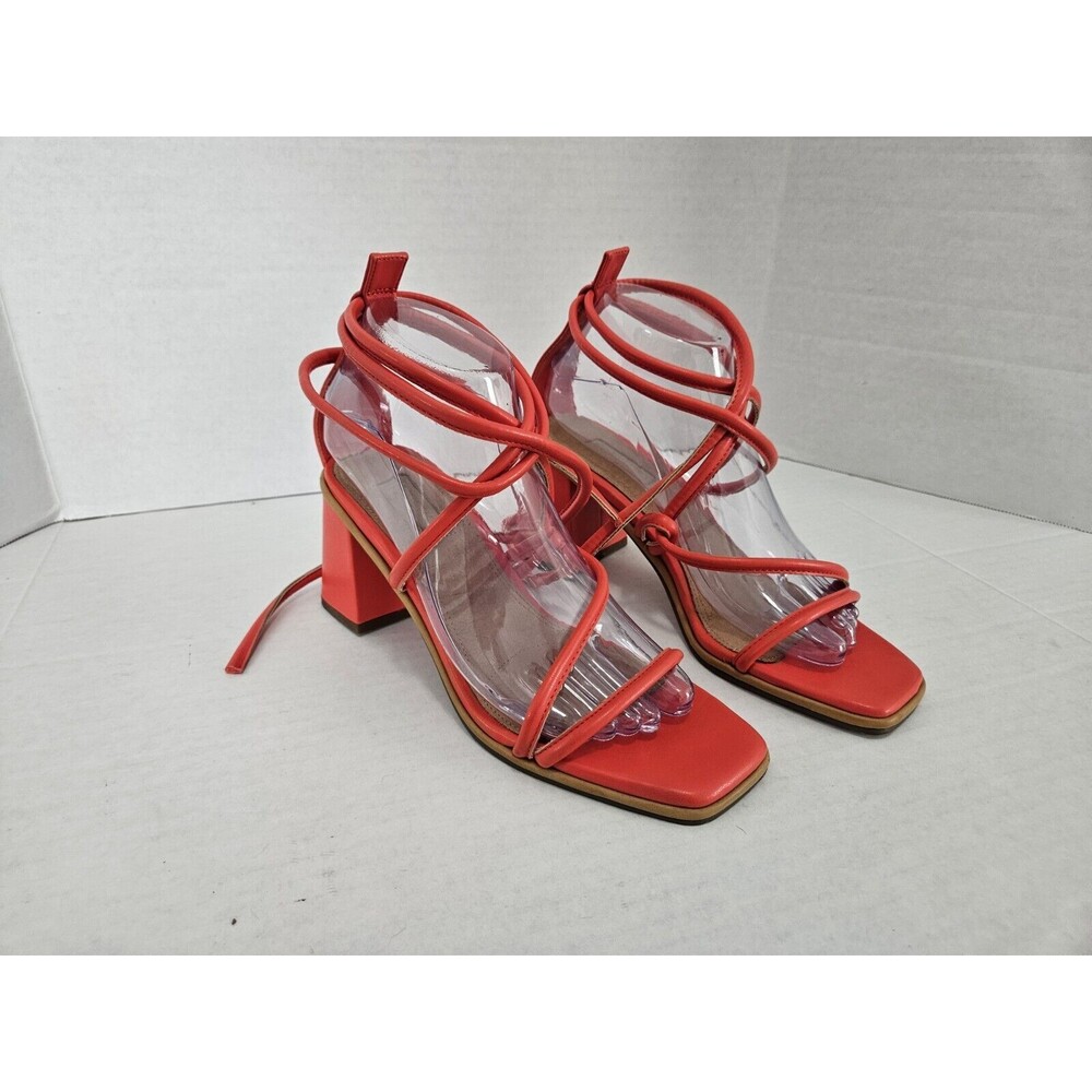 Topshop Womens Nashville Noge Strappy Sandals Coral Size 7.5 Leather Insole
